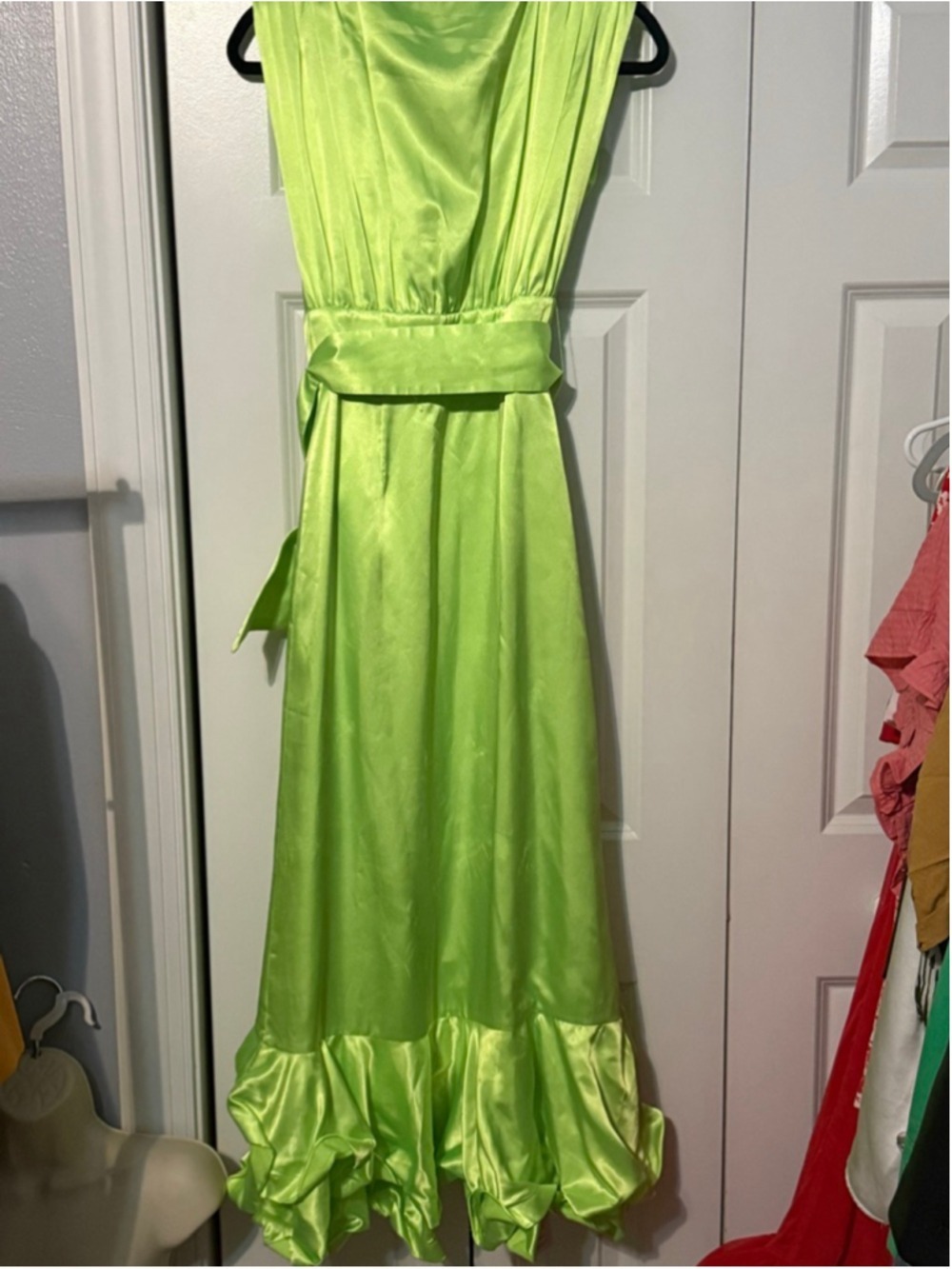 Women's Bronx and Banco Lime Green High-Low Ruffle Maxi Dress - Picture 11 of 11